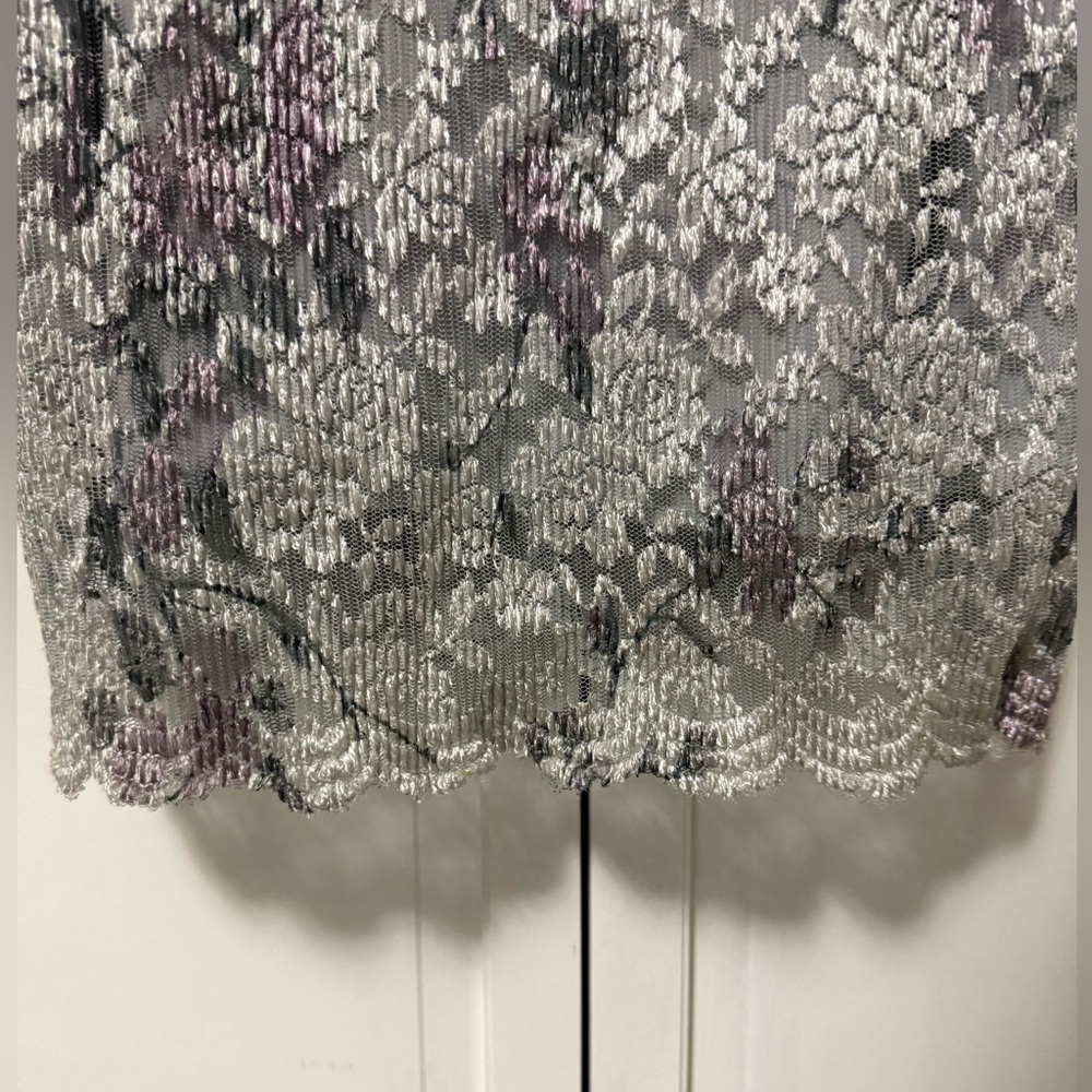 Vintage Sheri Martin Midi Floral Lace Dress Fairy Whimsigoth Purple Hoco 12 - Picture 4 of 13